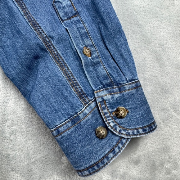 Wrangler Western Cowboy Biggs Workwear Mens Long Sleeve‎ Denim Shirt Size LT - Picture 14 of 16